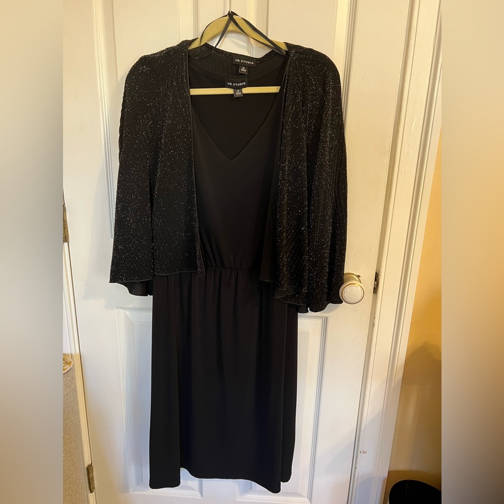 Elegant Black Dress with Jacket, Formal Size 14
